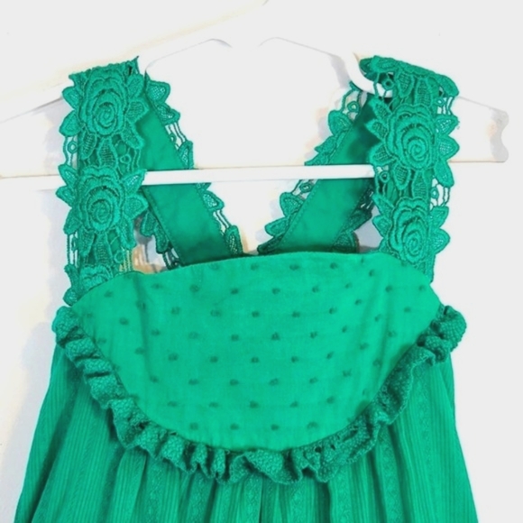 NWT Matilda Seriously Sweet Dress Maxi Hi-Low Lace Ruffle Green Cotton Size 4 - Picture 4 of 8